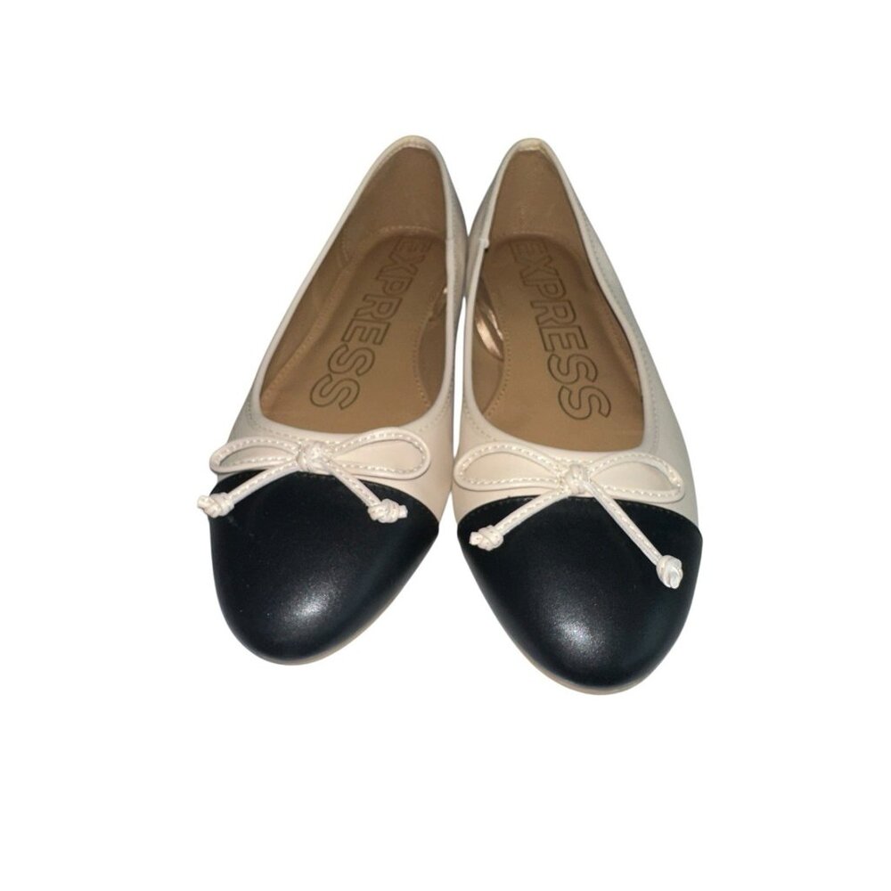 Express Two-Tone Black and Cream Ballet Flats